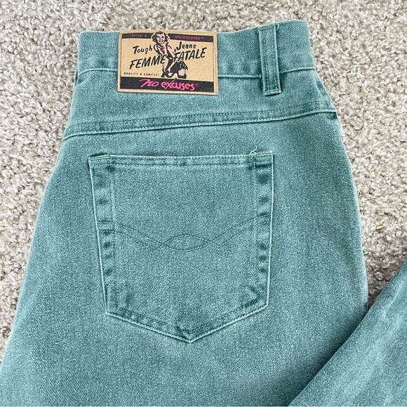 NO EXCUSES Vintage Green Mom Jeans Boyfriend sz. L - Picture 13 of 13